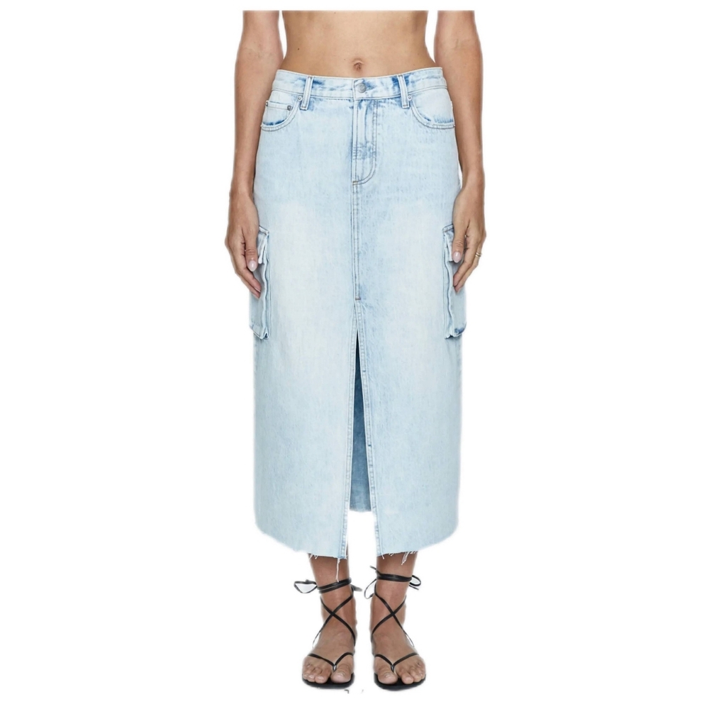 Anthropologie Pistola Women's Mckayla Cargo Demin Midi Skirt Size 26 (4)